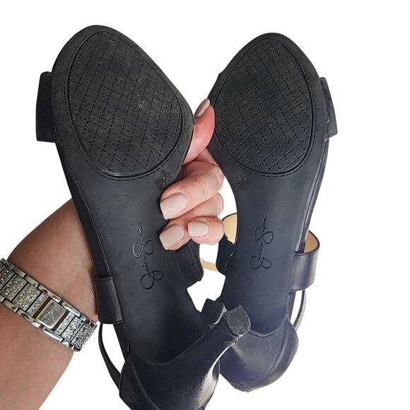 Jessica Simpson Genuine Leather Open-Toe Heels With Ankle Straps Black Size 8.5M - Picture 14 of 16